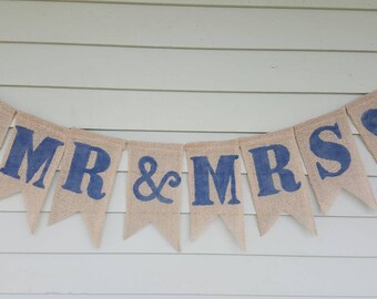 Mr&Mrs wedding burlap banner