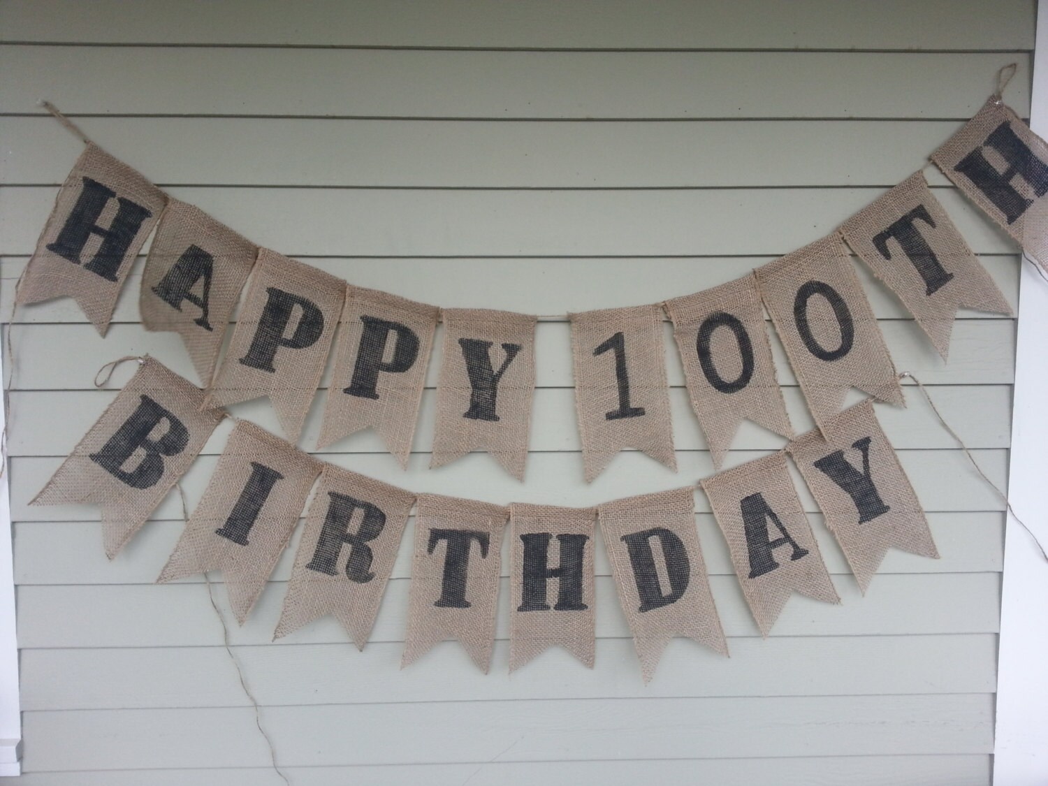 Happy 100th Birthday Banner Burlap. Made by a stay at home | Etsy