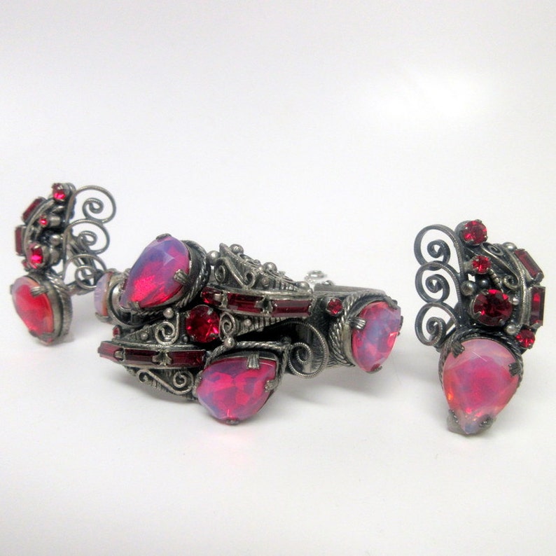 SELRO SELINI Vintage Rare Givre Rhinestone Filigree Demi Parure