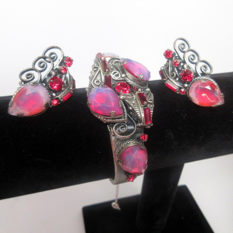 SELRO SELINI Vintage Rare Givre Rhinestone Filigree Demi Parure