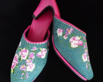 Size 4 - 6: Micro-Beaded Slippers, Peranakan Nyonya Kasut Manek