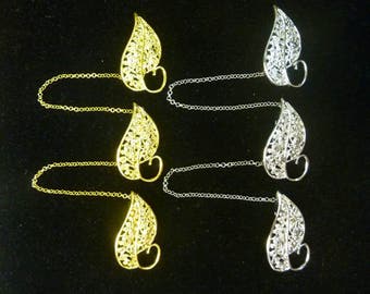 Peranakan Nyonya Kebaya Accessories Kerosang/Kerongsang Brooch Leaf B: GOLD and SILVER