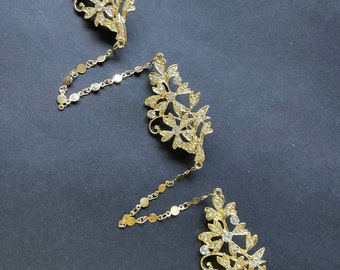 Peranakan Nyonya Kebaya Accessories Kerosang/Kerongsang Brooch Vintage Style Jasmine: GOLD and SILVER (Detachable)