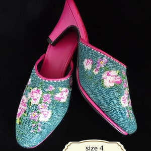 Size 4 6: Micro-Beaded Slippers, Peranakan Nyonya Kasut Manek image 1