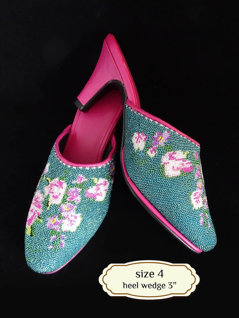 Size 4 6: Micro-Beaded Slippers, Peranakan Nyonya Kasut Manek image 1