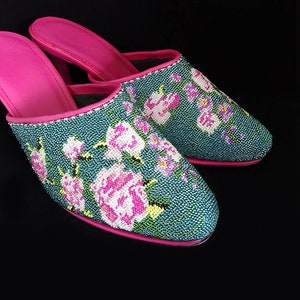 Size 4 6: Micro-Beaded Slippers, Peranakan Nyonya Kasut Manek image 2