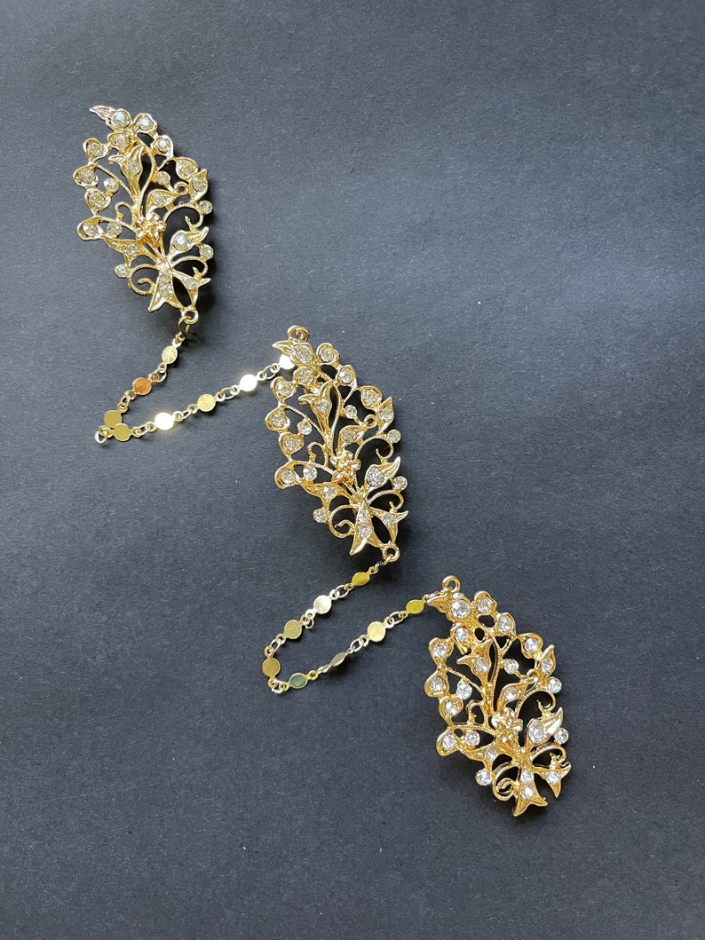 Peranakan Nyonya Kebaya Accessories Kerosang/Kerongsang Brooch Vintage Style Flower Granulation: GOLD and SILVER detachable image 1