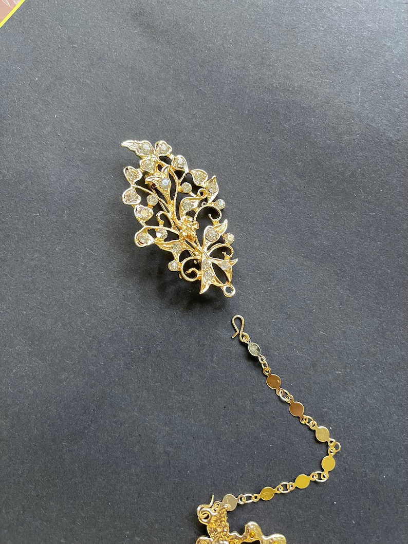 Peranakan Nyonya Kebaya Accessories Kerosang/Kerongsang Brooch Vintage Style Flower Granulation: GOLD and SILVER detachable image 3