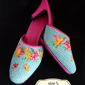 Size 4 6: Micro-Beaded Slippers, Peranakan Nyonya Kasut Manek Size 5: Butterflies