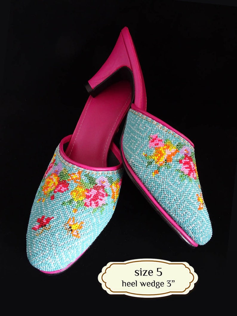 Size 4 6: Micro-Beaded Slippers, Peranakan Nyonya Kasut Manek Size 5: Butterflies