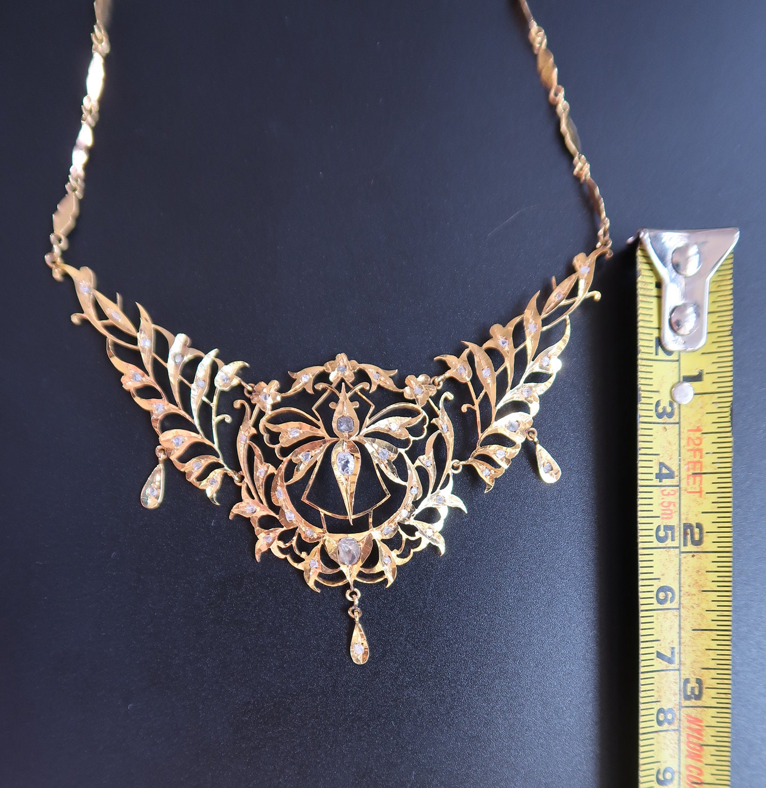 Vintage Antique Jewellery Peranakan Nyonya Intan Necklace Insect
