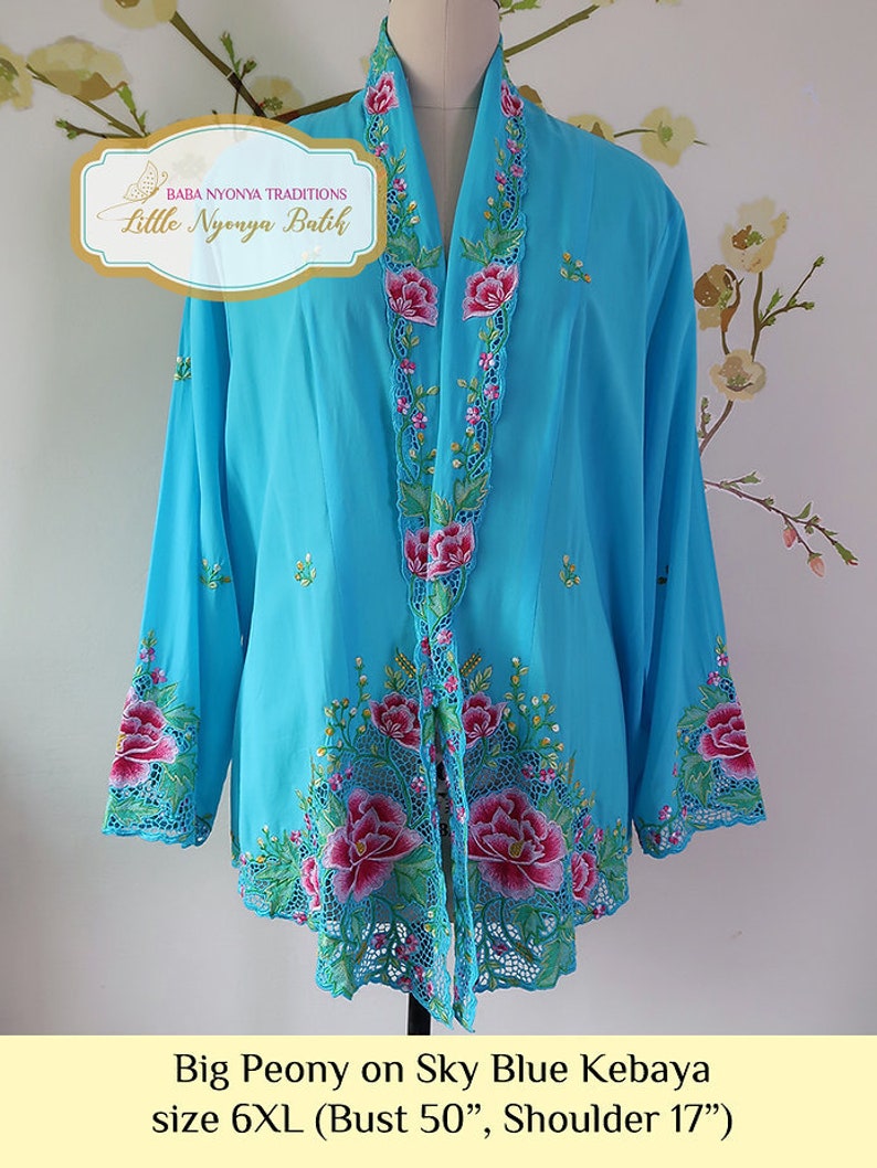 6XL : Plus-size Peranakan Nyonya Kebaya High Quality on Cotton Voile image 3