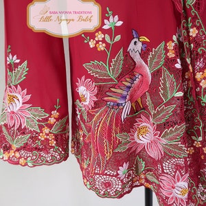 6XL : Plus-size Peranakan Nyonya Kebaya High Quality on Cotton Voile Cherry