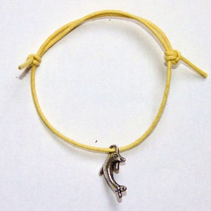 dolphin silver charm on waxed cotton cord adjustable friendship bracelet image 5