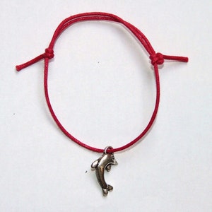 dolphin silver charm on waxed cotton cord adjustable friendship bracelet image 4
