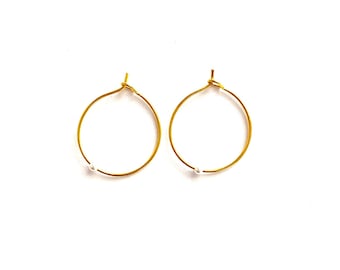 Gold or Silver hoop earring with freshwater pearl charm (20mm hoop)