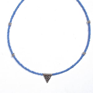 silver triangle charm seed bead choker necklace  - choose bead colour and length