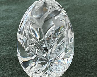 Sullivans Lead Cut Crystal Egg Paperweight Hand Cut Art Glass Vintage 3.5 Poland