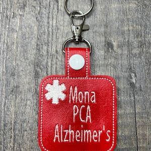 Alzheimer’s Medical Awareness Tag Snap Tab Keychain, Alzheimer’s  awareness keychain, medical alert bag tag, medical alerts