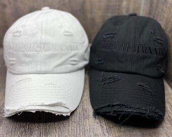 Monochromatic Anniversary Roman Numerals Hats, Custom Anniversary Date Hat, His and Her Hats, Couple Hats, Gifts for Him, Gifts for Her