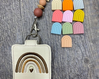 Rainbow Teacher Classroom Doorbell Holder AND lanyard, Class Bell Case Key Chain, Class Lanyard Accessory, Teacher Gift