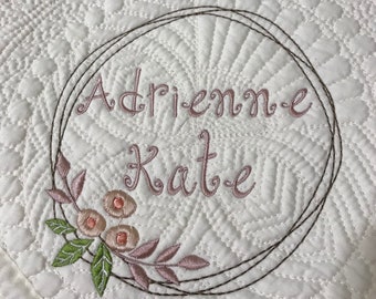 Heirloom Personalized Baby Quilt Blanket Monogrammed Baby Gift embroidered quilt heirloom baby blanket personalized Embroidered blankets