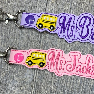 Custom Bus driver Keychain, personalized bus driver gift, teacher gift, teacher bag tag, bus driver key fob, bus driver name keychains