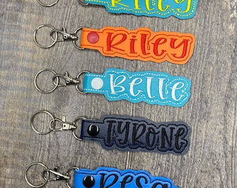 Name tag keychain, embroidered name keychain, backpack tag, personalized keychain, backpack keychain, custom name tag, personalized giftYou