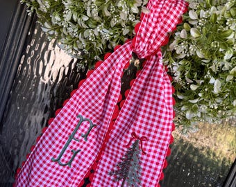 Christmas initial Door Wreath Sash, personalized door hanger, personalized wreath, wreath sash, door wreath decor, door wreath sash