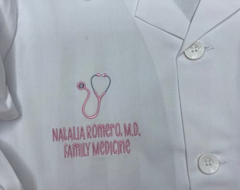 Kids' custom lab coat, embroidered personalized kids lab coat, kids doctor coat, embroidered white coat for kids, kids scientist coat