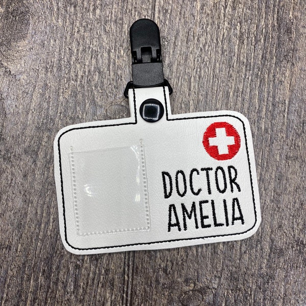 Pretend doctor badge, pretend nurse badge, pretend badge holder, pretend medical badge, pretend ID holder, pretend play badge