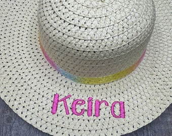 Kids embroidered Easter hat, kids' Easter bonnet, girls' sun hat, kids' sun hat, kids’ custom sun hat, monogram sun hat, kids’ beach hat