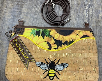 Bee Sunflower Crossbody Bag, bee lover gift, sunflower bag, sunflower purse, bee bag, sunflower gifts, sunflower lover purses
