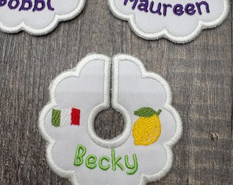 Custom Embroidered Wine Glass Tag, House Warming Gift, Bachelorette Party Favors, wedding favors, wine tags, personalized wine tags