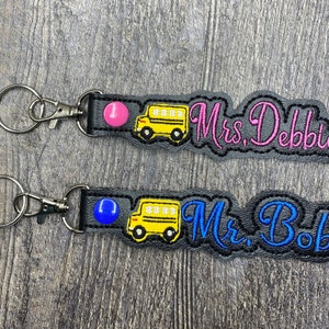 Custom Bus driver Keychain, personalized bus driver gift, teacher gift, teacher bag tag, teacher key fob, teacher name keychain, school gift