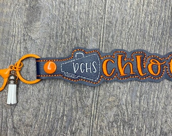 Cheerleader Name tag keychain, megaphone keychain, cheer backpack tag, personalized keychain, custom name tag, cheer team gift