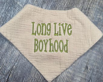 Long live boyhood Embroidered Personalized Baby Bib, Muslin Personalized Baby Bib, Custom Personalized Baby Gift, Baby Shower Gifts