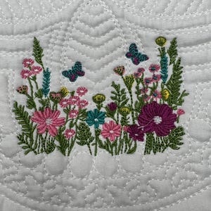 Wildflower Nursery Quilt, Dragonfly Blanket, Baby Heirloom Quilt Embroidered Flowers Baby Blanket Personalized Baby Blanket Baby Shower Gift
