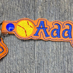 Custom softball keychain,  softball team gifts, personalized softball keychain,  softball coach gift, softball team keychain