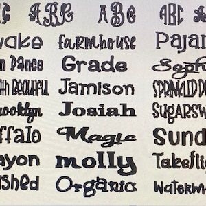 May include: A black and white image with a list of words, including "Awake", "Farmhouse", "Pajama", "Grade", "Sophia", "Jamison", "Josiah", "Magic", "Molly", "Organic", "Watermelon", and more.