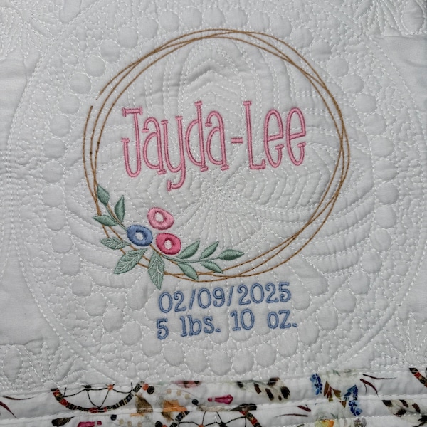 Heirloom Personalized Baby Quilt Blanket Monogrammed Baby Gift embroidered quilt heirloom baby blanket personalized Embroidered blankets