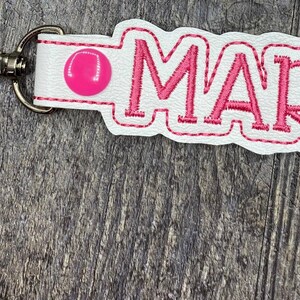 Name tag keychain, embroidered name keychain, backpack tag, personalized keychain, backpack keychain, custom name tag, diaper bag tag image 6