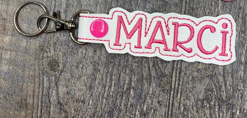 Name tag keychain, embroidered name keychain, backpack tag, personalized keychain, backpack keychain, custom name tag, diaper bag tag image 6