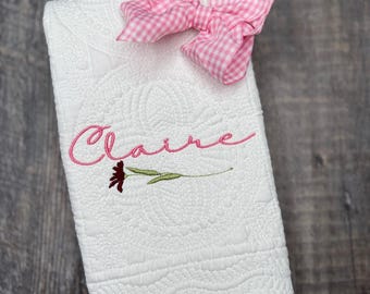 Embroidered Burp cloths, custom burp cloth, cotton burp cloth, baby shower gift, baby gift, flowet burp cloth, baby burp cloths