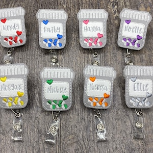 Personalized Medicine Bottle Pharmacy Healthcare Badge Reel, pharmacist Badge Reel, Pharmacy tech Badge Reel, Healthcare Badge Reel, ID Badg
