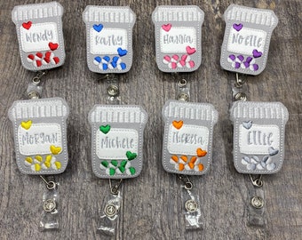 Personalized Medicine Bottle Pharmacy Healthcare Badge Reel, pharmacist Badge Reel, Pharmacy tech Badge Reel, Healthcare Badge Reel, ID Badg