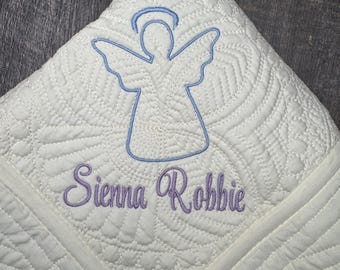 Angel Personalized baby Quilt, angel baby blanket, angel monogrammed baby blanket, rainbow baby gift, angel baby gift