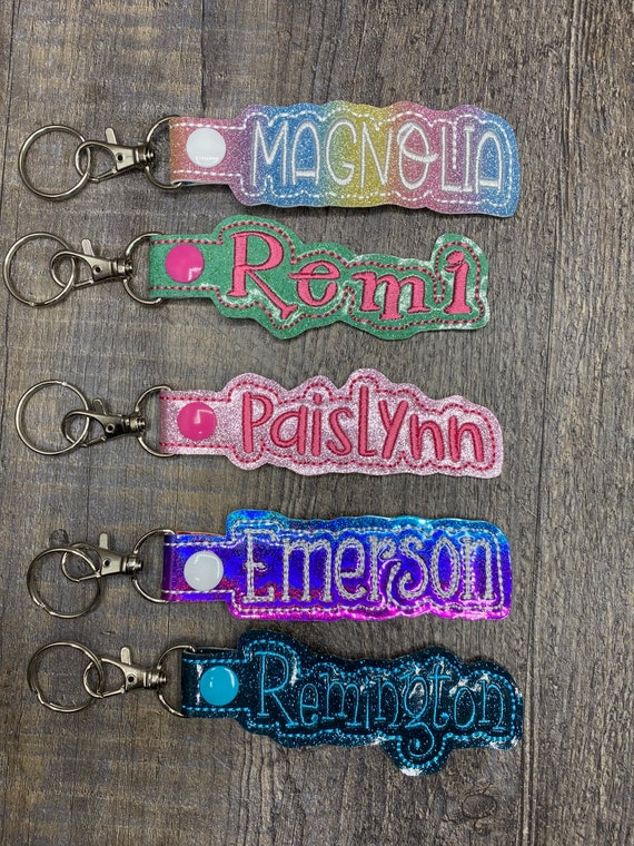 Embroidered name keychain sale
