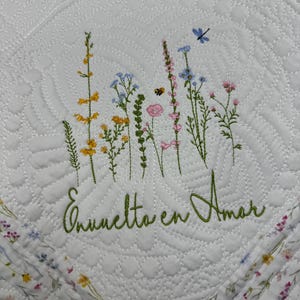 Wildflower Nursery Quilt, Dragonfly Blanket, Baby Heirloom Quilt Embroidered Flowers Baby Blanket Personalized Baby Blanket Baby Shower Gift
