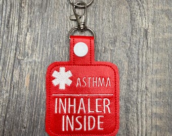 Asthma Medical Awareness Tag Snap Tab Keychain, Asthma awareness keychain, medical alert bag tag, medical alert keychain